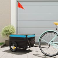 Fietstrailer 30 kg ijzer zwart en blauw - thumbnail