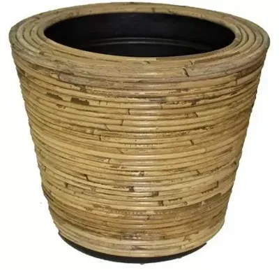 Rotan Drypot Streep grote plantenmand met plastic inleg 42x39cm