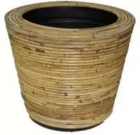 Rotan Drypot Streep grote plantenmand met plastic inleg 42x39cm