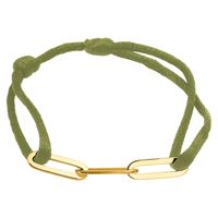 Armband Drie Ovale schakels satijn-zilver mosgroen-goudkleurig 13-26 cm
