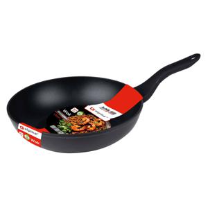 Alpina Wok/hapjes/bak pan - Professional - met anti aanbak laag - metaal - zwart - Dia 28 x H7 cm - Koekenpannen