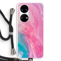 Roze explosie: Huawei P50 Transparant Hoesje met koord