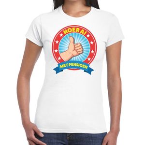 Hoera met pensioen t-shirt wit dames