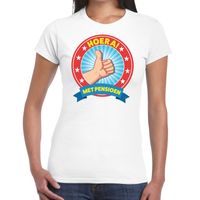 Hoera met pensioen t-shirt wit dames - thumbnail