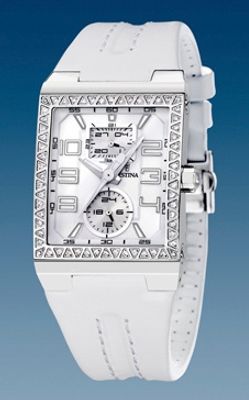 Festina horlogeband F16295-1 Leder Wit + wit stiksel