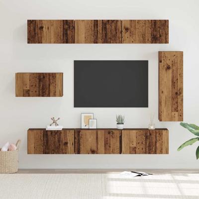 Tv-meubelset 8 pcs Oud hout 30.5 x 30 x 90 cm Bewerkt hout