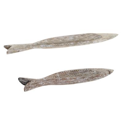 Tafeldecoratie DKD Home Decor 74 x 12 x 4,5 cm Verouderde afwerking Bruin Vis Mediterrane (2 Stuks)