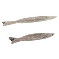 Tafeldecoratie DKD Home Decor 74 x 12 x 4,5 cm Verouderde afwerking Bruin Vis Mediterrane (2 Stuks)
