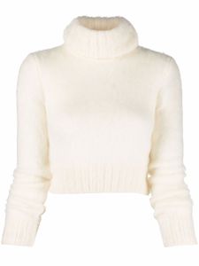 Saint Laurent pull nervuré à col roulé - Blanc