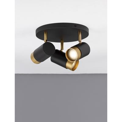 Lyora PlafondspotPogno 3-lichts zwart met goud rond - 9111438