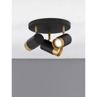 Lyora PlafondspotPogno 3-lichts zwart met goud rond - 9111438