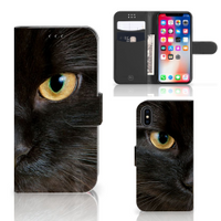 Apple iPhone X | Xs Telefoonhoesje met Pasjes Zwarte Kat