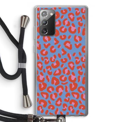 Leopard blue: Samsung Galaxy Note 20 / Note 20 5G Transparant Hoesje met koord