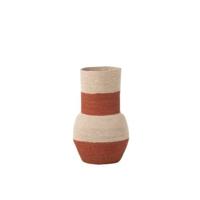 J-Line Vaas Strepen Zeegras Naturel|Terracotta