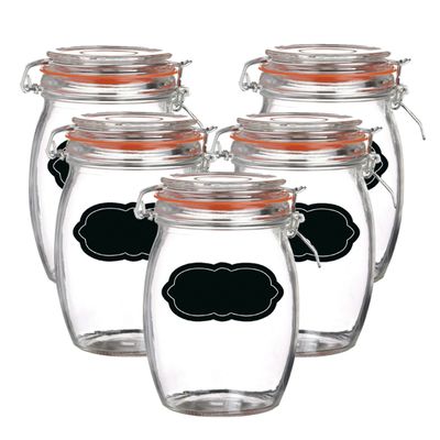 Weckpot/inmaakpot - 10x - 1L - glas - met beugelsluiting - incl. etiketten