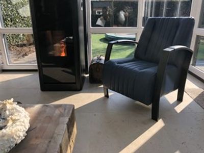 Leren fauteuil met stalen frame - blauw leer - Echt leer, Industrieel, ontdek de vele Leersoorten en Kleuren bij ShopX