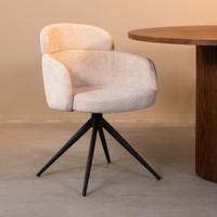 LABEL51 Eetkamerstoel Levi - Naturel - Elite - Zwart Metalen Frame