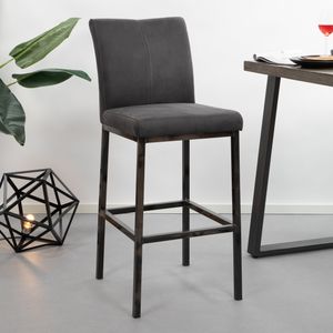 Sohome Barkruk Ruben lederlook (zithoogte 78cm) - antraciet