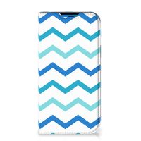 iPhone 14 Pro Hoesje met Magneet Zigzag Blauw