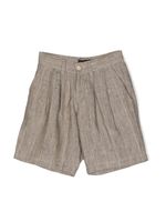 Emporio Armani Kids short rayé en lin - Marron - thumbnail