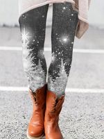 Tight Casual Christmas Snowflake Printed Legging