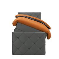 Leen Bakker - Boxspring Met Opbergruimte En Voetbord Liv Geruit - 90x200cm - Stof/Velvet - Grijs
