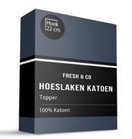Topper Hoeslaken - Katoen - Navy - Verkoelend - 160x200 cm - Blauw - Fresh and Co - Dekbed-Discounter.nl