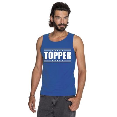 Topper mouwloos shirt blauw voor heren