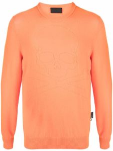 Philipp Plein pull en maille fine à motif tête de mort - Orange