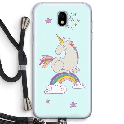 Regenboog eenhoorn: Samsung Galaxy J5 (2017) Transparant Hoesje met koord