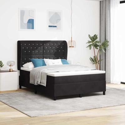 Boxspringbed met matras fluweel zwart 140x190 cm