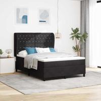 Boxspringbed met matras fluweel zwart 140x190 cm