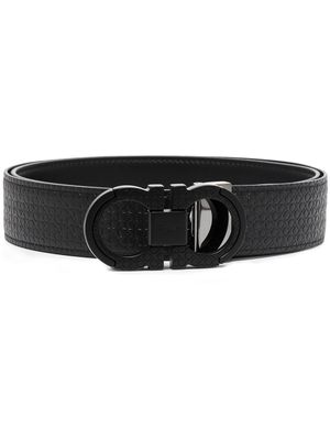 Ferragamo ceinture en cuir à boucle Gancini - Noir