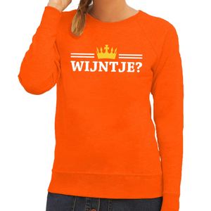 Oranje Wijntje met kroontje sweater dames