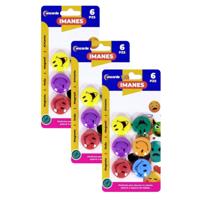 Magneten rond - smile design - multi kleuren - 18x stuks - D3 cm - hobby/koelkast magneetjes