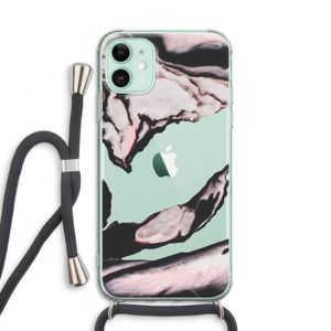Roze stroom: iPhone 11 Transparant Hoesje met koord