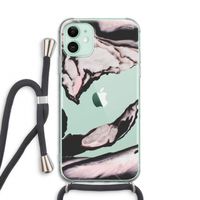 Roze stroom: iPhone 11 Transparant Hoesje met koord