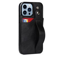 iPhone XS Max hoesje - Backcover - Pasjeshouder - Portemonnee - Handvat - Kunstleer - Zwart - thumbnail