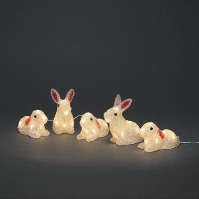 Verlicht kerstfiguur voor buiten - 5 konijnen - 40 LEDs - Warm wit - Dimbaar - 15 cm hoog - Kerstverlichting