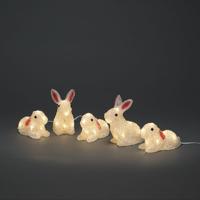 Verlicht kerstfiguur voor buiten - 5 konijnen - 40 LEDs - Warm wit - Dimbaar - 15 cm hoog - Kerstverlichting