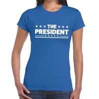 The President tekst t-shirt blauw dames