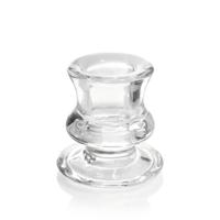 Kandelaar/kaarsenhouder voor dinerkaarsen - 6 cm - Glas - Transparant