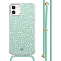 iPhone 11 hoesje met mint koord - Mint dots