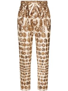 Dolce & Gabbana pantalon en soie à imprimé graphique - Tons neutres