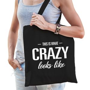 This is what crazy looks like cadeau tas zwart voor dames