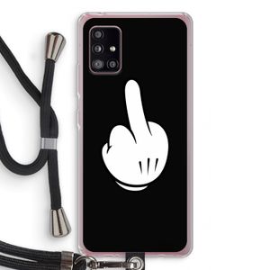 Middle finger black: Samsung Galaxy A51 5G Transparant Hoesje met koord