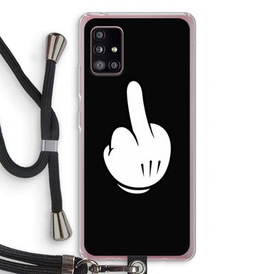 Middle finger black: Samsung Galaxy A51 5G Transparant Hoesje met koord
