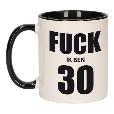 Bellatio Decorations Fuck ik ben 30 koffiemok - beker - zwart wit - 300 ml