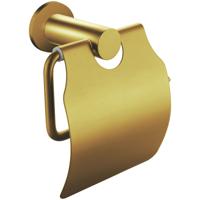 Toiletrolhouder Geborsteld Goud met Klep - Rond - PVD Coating