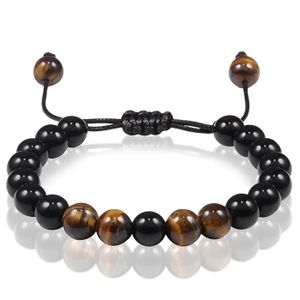 Kralen armband Memphis Verstelbaar Onyx Tijgeroog 8mm